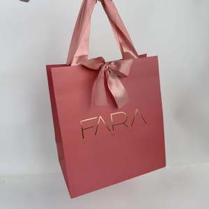 Custom Gold Foil Logo Paper Bags with Satin Ribbon Handles - Luxury Shopping Bags Giant Paper Bag - Product Image 4