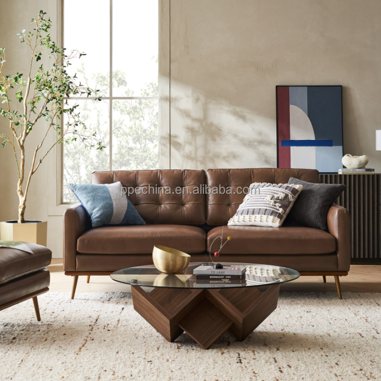 Italian leather sofa modern couch living room leather fabric customized high back comfortable home use sofa