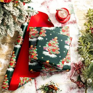 Papel de Regalo Navideño Burymento, 17 Pulgadas x 32.8 Pies, Doble Cara, Diseño de Árbol Verde y Lazo Rojo, para Envolver Regalos - Product Image 2