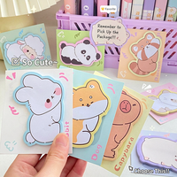 Bloc-notes autocollants mignons en forme d'animaux de dessin animé, bloc-notes adhésifs, cartes de rappel pour étudiants, bureau, études