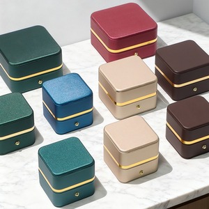 Custom Rounded PU leather gold border jewelry <b>box</b>, ring necklace pendant, <b>earring</b> bracelet, jewelry gift packaging <b>box</b> - Product Image 4