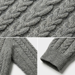 Cárdigan de Hombre de Invierno de la Mejor Calidad, Cuello en V, Botones, Tejido de Punto Trenzado, 25% Acrílico Reciclado, 50% Algodón BCI, Venta al Por Mayor - Product Image 3
