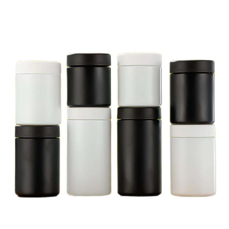 150ml 180ml Matte Black and White Glass Jar With Child Proof Lid Glass ...
