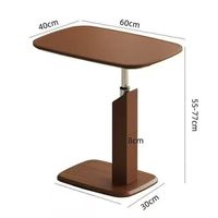 Mesita de noche de altura ajustable con tapa ovalada y tallo de metal Base de cuero blanco para dormitorio Sala de estar Hotel Moderno minimalista