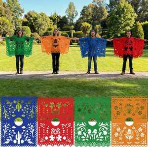 Ponchos mexicains colorés pour femmes Huayi, lot de 4, vêtements de fête à thème, Picado Fiesta Cinco De Mayo, Cape Echo Papel Picado - Product Image 6