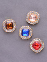 OEM JERL 2024JRB024 Kancing Mewah Pola Persegi Panjang Paduan Seng 1-lubang Ramah Lingkungan Vintage Berkualitas Tinggi Berhias Rhinestone Lapis Mutiara