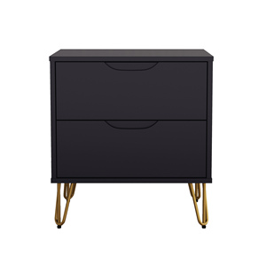 Black Nightstand With Gold Hairpin Legs Modern <b>Storage</b> Unit For Bedroom - Product Image 1