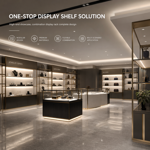 Boxue All-in-One Shop Fitting Display Racks, Professional Boutique Metal Shelving Systems with Customizable Multi-Level Desig...