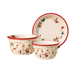 Hand-painted Ceramic Dinner <strong>Set</strong> 3 Pieces <strong>Christmas</strong> Designs Ceramic Dinnerware Plates <strong>Crockery</strong> Mixing 4.5 Inch Bowls - Product Image 1