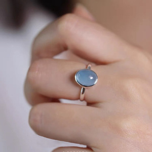 S925 Sterling Silver Aquamarine <b>Crystal</b> <b>Ring</b> Women Open Sliding Design Index Finger <b>Ring</b> Everyday Wear Bezel Setting - Product Image 3