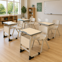 Ensemble chaise et bureau scolaire robuste et fixe, idéal pour les projets en classe, en académie et dans les centres d'apprentissage post-éducatifs