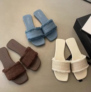Sandalias Planas de Mujer con Punta Cuadrada, Color Sólido, Modernas, con Parte Superior de Cuero Genuino, Ligeras y Antiolor para Uso en la Playa en Verano - Product Image 4
