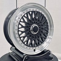 Vente directe REW, faible MOQ, jantes en alliage d'aluminium noir finition usinée, design multi-rayons, jante forgée de haute qualité avec rivets