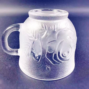 Vendita calda di Alta Qualità di Vetro Smerigliato Tazza di Decorazione di Rosa In Rilievo di Vetro Della Tazza della Tazza per Bere il Caffè/Tè - Product Image 1