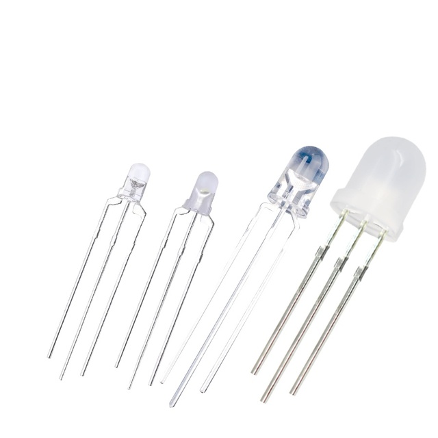 RGB LED Diode 5mm Through Hole Package Dip3mm Diffused 4 Pin Full Color 20 Degree Viewing Angle 2.8-4.0V 0.06W 3-Year Warranty