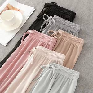 I-0287 New Women Summer Loose <b>Pants</b> High Waist Wide Leg Ice Silk Trousers Lady Casual Long <b>Pants</b> - Product Image 5