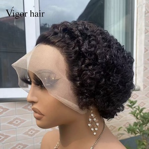 Parrucca <span class=keywords><strong>Pixie</strong></span> Cut all'ingrosso 13x4 Full Lace in Capelli Umani, Senza Colla, Pronta da Indossare, con Ricci Raw Bumese, in Capelli Vergini per Donna - Product Image 4