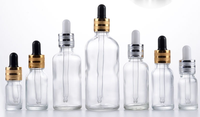 Flacons compte-gouttes en verre transparent de luxe 50 ml, sérigraphiés, pour huiles essentielles, vente en gros, emballage carton, certifiés TUV/ISO, commande minimum