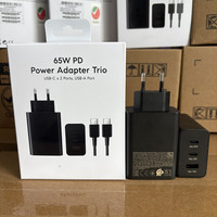 Cargador de Pared Superrápido de Alta Calidad PD 65W+25W+15W con 3 Puertos para Samsung Galaxy S23 S24 S25 S26, Adaptador de Corriente USB-C Trio de 65W
