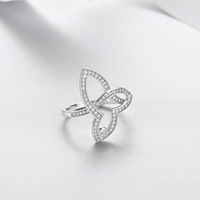 Bague en Moissanite en Argent Sterling 925, Motif Papillon et Nœud, Couleur D VVS1, Pavé 1mm, 3 Couleurs, Bijoux