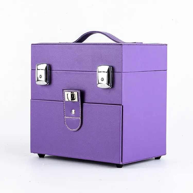 GLARY wholesale leather nail box with mirror portable lightweight nail polish box carry case customized nail kit box case