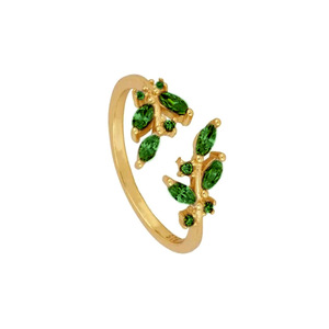 Joyeria <span class=keywords><strong>Bijouterie</strong></span> Anillo Latón Chapado en oro Aleación de cobre Circón verde Mujeres Anillos de joyería de moda 18K Oro laminado al <span class=keywords><strong>por</strong></span> <span class=keywords><strong>mayor</strong></span> - Product Image 5