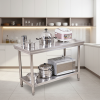 Plan de travail de cuisine commerciale en acier inoxydable personnalisable, finition brossée mate, capacité de charge de 300 kg/m, hôtel, restaurant, 1 an