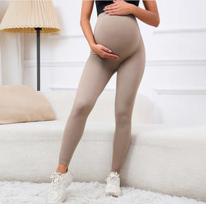 Mallas de <span class=keywords><strong>maternidad</strong></span> de cintura alta elásticas OEM, mallas ajustadas para mujeres embarazadas, soporte para el vientre, mallas posparto, pantalones de Fitness moldeadores de cuerpo - Product Image 3
