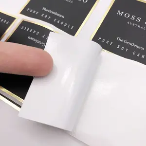 Özel logo çıkartması su geçirmez özel mumlar etiket mat altın folyo yapışkan etiket baskı mum kavanozu
