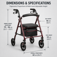Déambulateur pliable portable avec siège pour personnes âgées, idéal pour les voyages, les courses, le transport facile et le soutien à la marche quotidienne