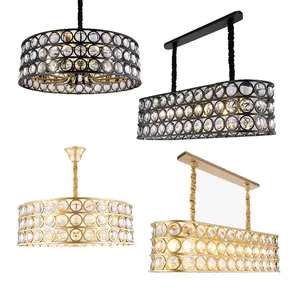 Black Finish Chandelier Light Lighting Hanging Lamps Cristal Chandelier Crystal