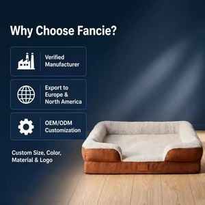 Cama de Lujo Personalizada para Perros, de Terciopelo, Ortopédica, con Espuma de Alta Densidad, Tres Lados Reforzados, Interior Sedoso, OEM, Venta al Por Mayor, Suministro a Granel, Lavable - Product Image 2