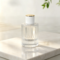 Flacon de parfum en verre rechargeable, atomiseur vide, flacon de parfum en verre texturé côtelé, flacon pulvérisateur de parfum rond vide