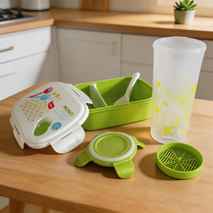 HOMIO <b>Lunch</b> <b>Box</b> Set With Water Bottle Red Rectangle Cartoon Design For Students - Product Image 2