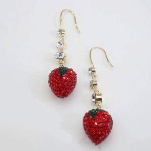 Sweet Fresh Strawberry Luxury Fashionable Classic Gentle Simple Versatile Exquisite <b>Red</b> Butterfly Drop <b>Earrings</b> Silver Plated - Product Image 4