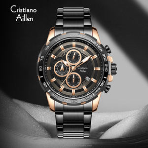 Montre homme Cristiano Aillen, mode moderne, acier inoxydable, alliage, quartz, business, vintage, étanche, lumineuse - Product Image 3