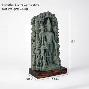 Escultura de Chaturbhuj Vishnu del siglo XII, réplica del Museo del Conservador Cósmico, pieza decorativa para santuario. - Product Image 4
