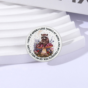 <span class=keywords><strong>Je</strong></span> déteste perdre des objets au travail, broche « Ma volonté de vivre », impression UV, épingles, badge drô<span class=keywords><strong>le</strong></span> de raton laveur et de champignon, cadeaux pour les employés de bureau - Product Image 2