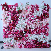 T17 Toile de fond de fleurs de mariage Décoratif 5D Soie Fleur Murale Rollup 8x8 Fleur Murale Artificielle Rose Blanche Rose pour Décoration Murale