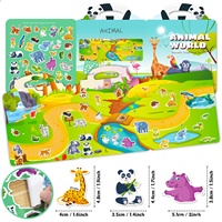 Autocollants en silicone imperméables, thème animaux de dessin animé, livre d'autocollants en gelée réutilisables, livre d'activités de voyage pour enfants