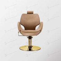 Nouvelles chaises de barbier dorées inclinables, chaise de salon marron, équipement de salon de coiffure et de beauté avec structure métallique, mobilier de salon