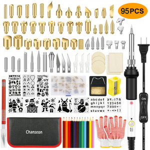 95 Uds. Kit de quema de <span class=keywords><strong>madera</strong></span> temperatura ajustable 60W pluma de pirograbado con grabado tallado puntas de soldadura nueva condición - Product Image 1