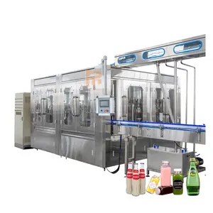 2000BPH Small Glass Bottled Drinking Water Soda Beverage Cola Juice 3-in-1 Filling Machines