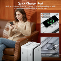 Nouvel arrivage Ensembles de bagages à main Vintage Voyage Étui rigide Smart Trolley Valise Bagages avec porte-gobelet Chargement