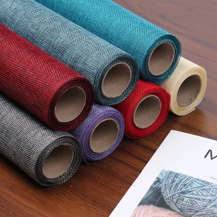 Yiwu Factory wholesale 48CM*5Y/roll High Quality Eco-friendly Linen korean flower bouquet wrapping Linen roll