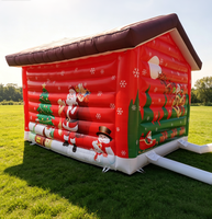 Cabane de Noël gonflable commerciale, tente gonflable de Père Noël avec fenêtre et porte pour la décoration d'événements de Noël en extérieur