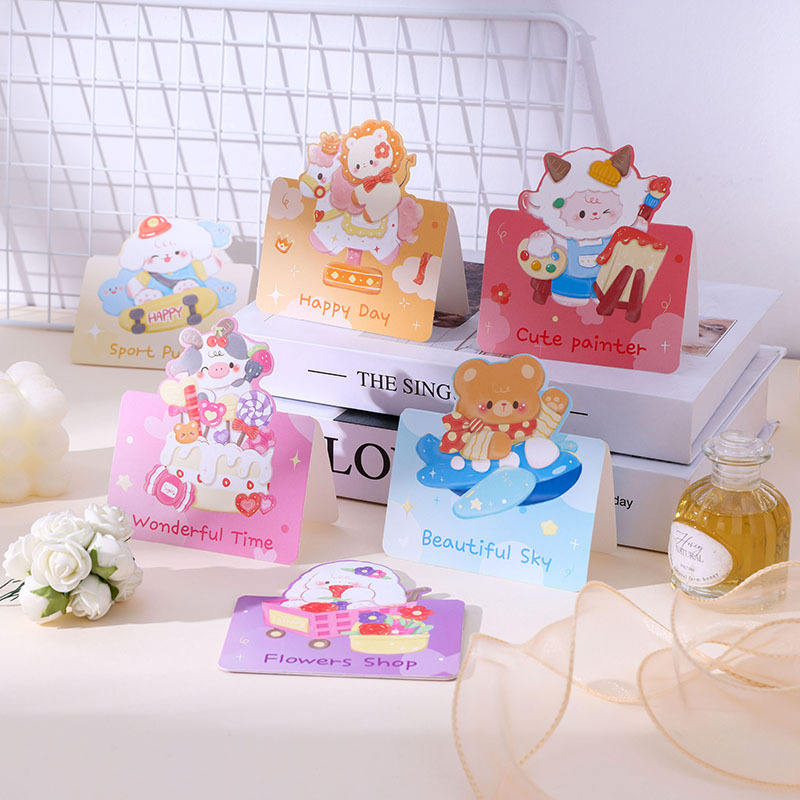 Biglietto d'auguri rosa con 2 simpatici animali