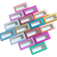 Boîte à cils en faux vison faits à la main, plusieurs couleurs, noir, rouge, bleu, violet, rose, emballage, 10 pièces