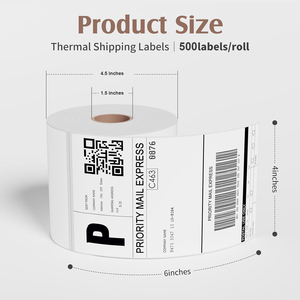 Etiquetas Térmicas Directas de 4x6 Pulgadas, Papel Recubierto de Vinilo, Adhesivo Fuerte, Respetuoso con el Medio Ambiente, Revestimiento de Glassine Blanco, Compatible con Zebra Rollo <span class=keywords><strong>DYMO</strong></span> - Product Image 3