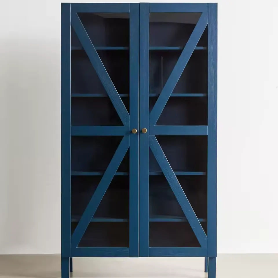 Moderno de altura completa muebles de oficina vertical de madera de vidrio lateral de 2 puertas Grayson Gabinete de almacenamiento archivadores